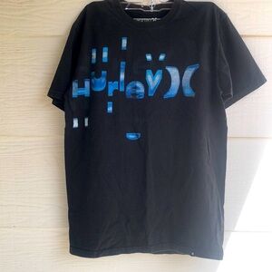 Hurley Men's Black T-Shirt with Blue Graphic